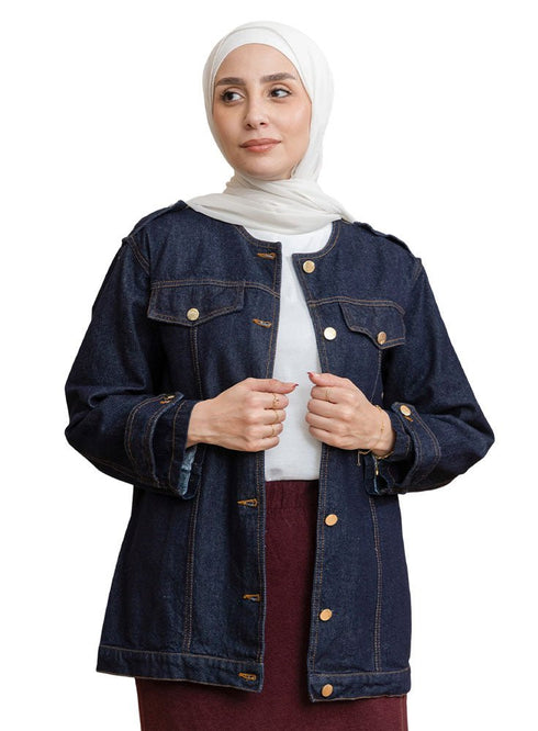 Blue Round Jacket Jeans - Khotwh